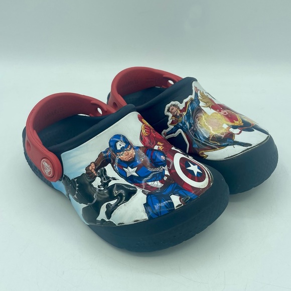 CROCS Other - CROCS Avengers Marvel Blue Classic Slip On Clogs Child Toddler size 9 Super Hero